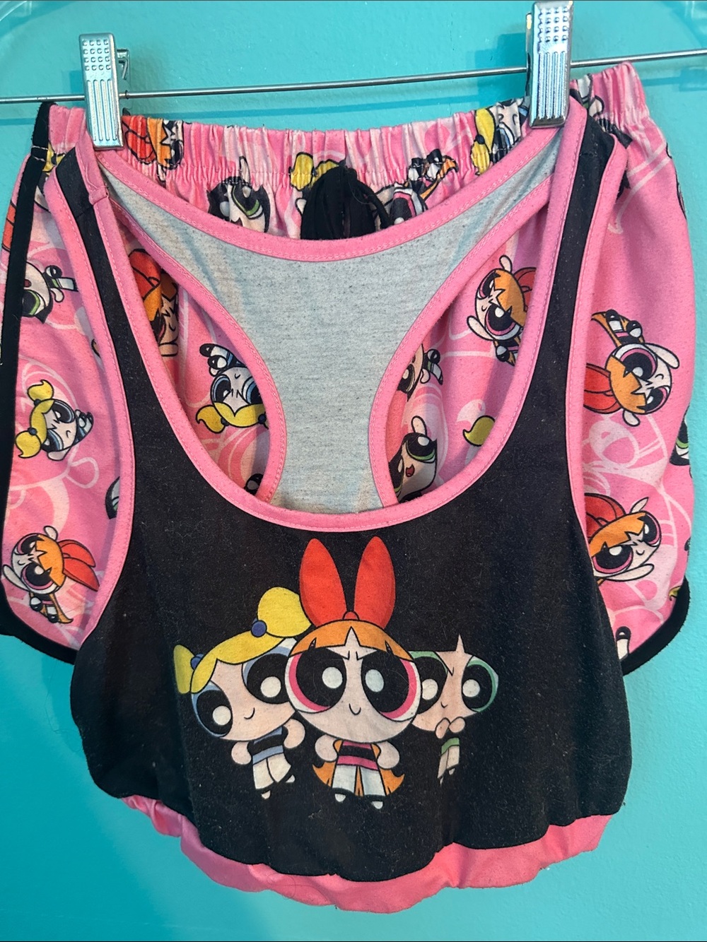 ROMWE The PowerPuff Girl Sports Bra Casual Shorts Set S